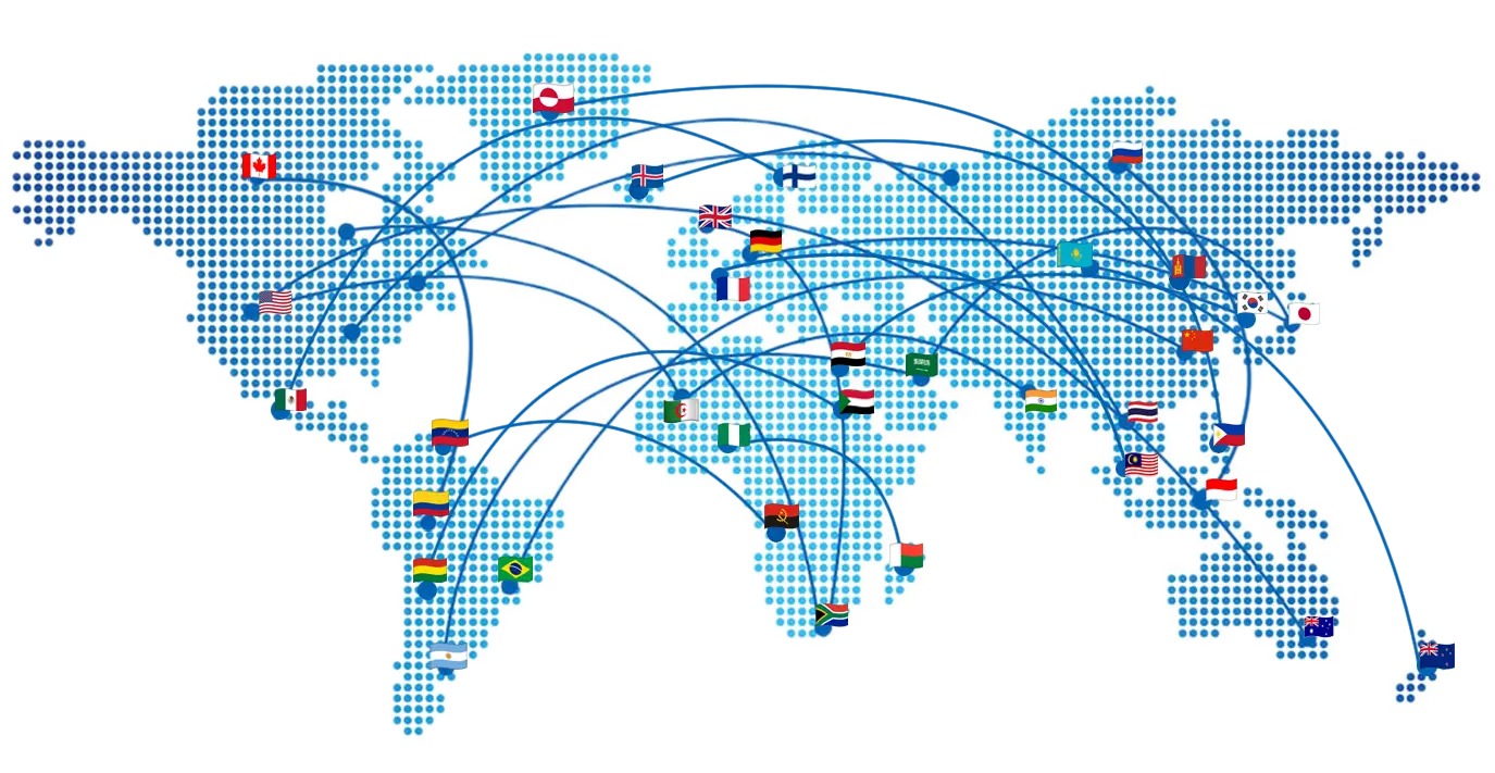 map with flags